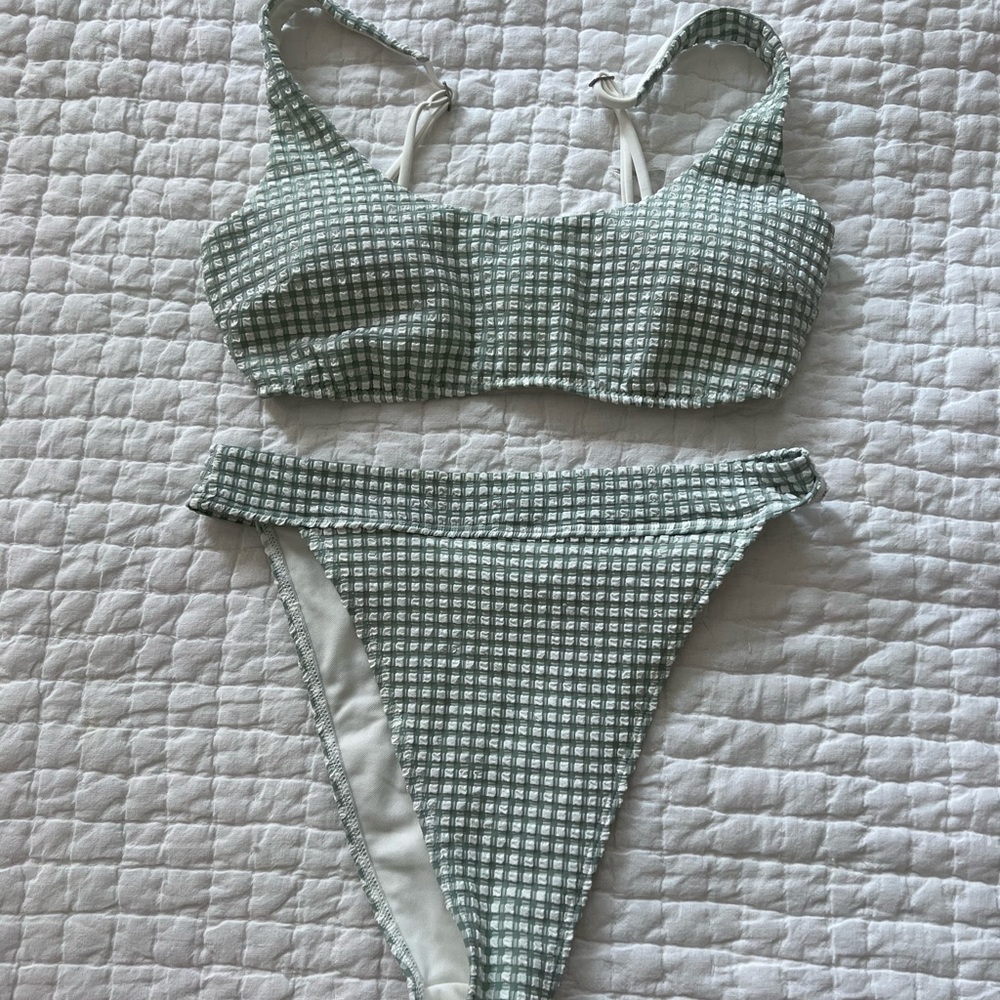 Abercrombie & fitch gingham green bikini